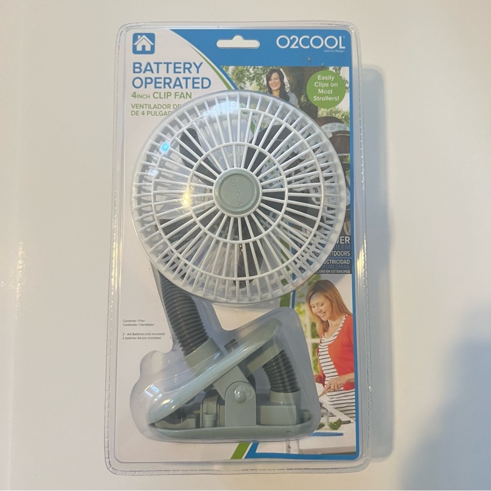 O2Cool Battery Operated 4 Inch Clip Fan New